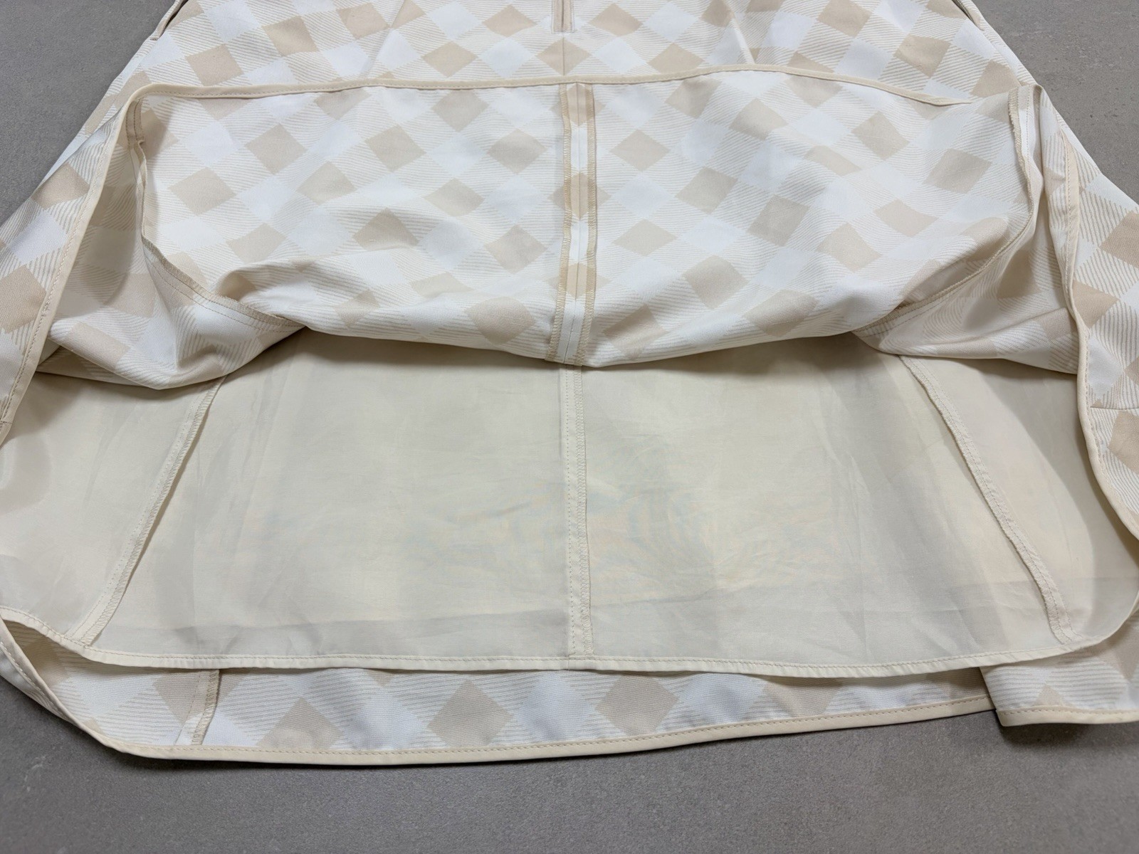 CELFORD Gingham Check Flare Dress Size 36 Beige White Ruffle Sleeve Japan