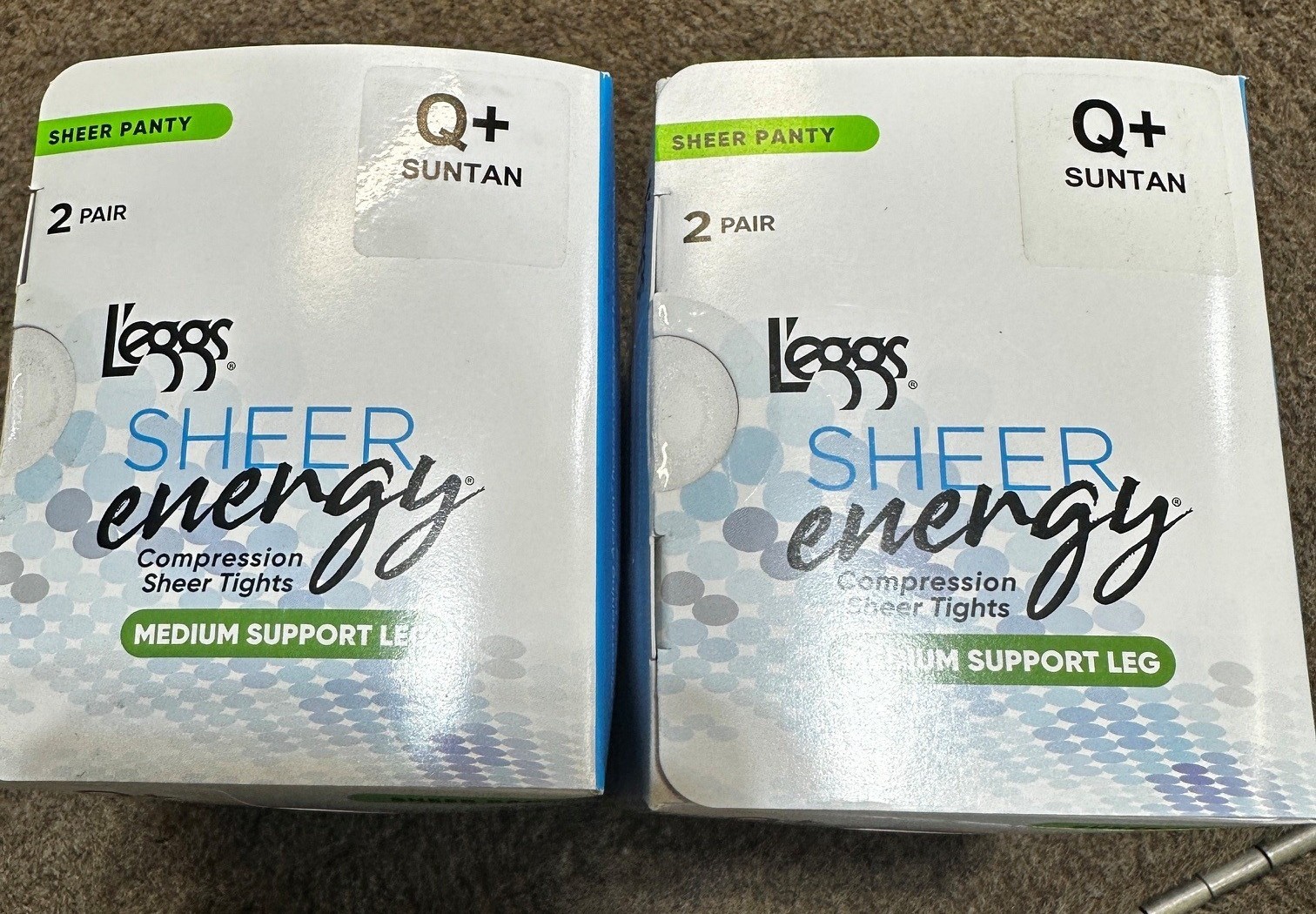 4 Pair L’eggs Sheer Energy Sheer To Waist Suntan Pantyhose Q+