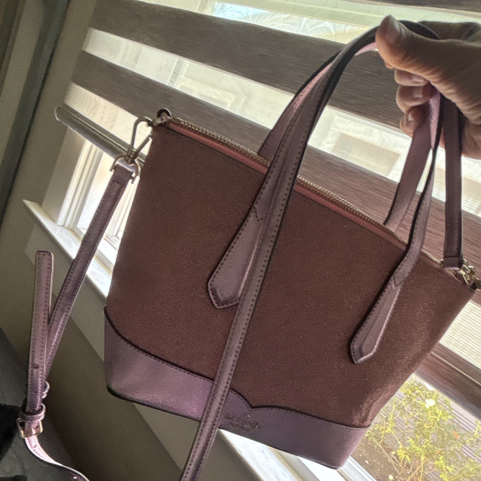 kate spade new york Pink Metallic Satchel Top Handle, Zip, Detachable Strap