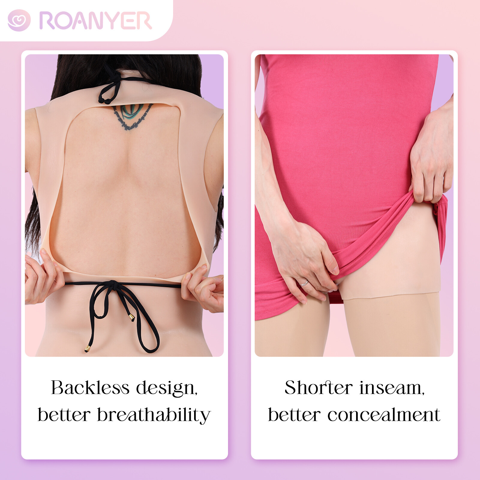 Roanyer C Cup Bodysuit Short Version with Hollow-out Back for Cosplay