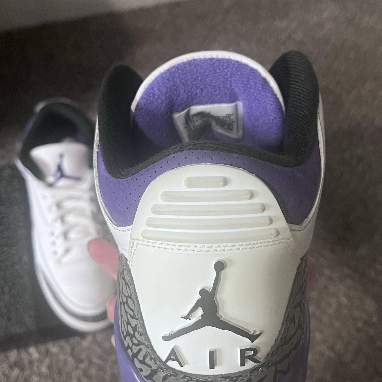 Jordan Air Jordan 3 Mid Top Leather Lace Up Sneakers Elephant Print White