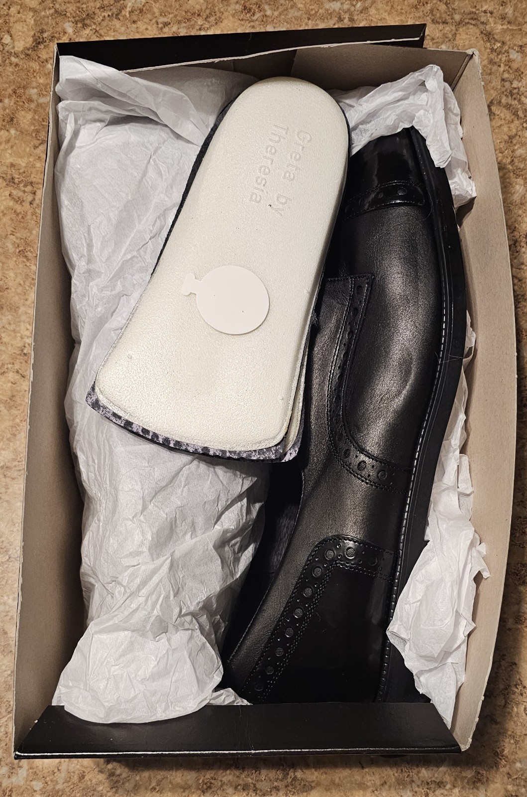 THERESIA M. Celeste “Amanda” Black Patent Oxford Shoes Size 7 M NEW