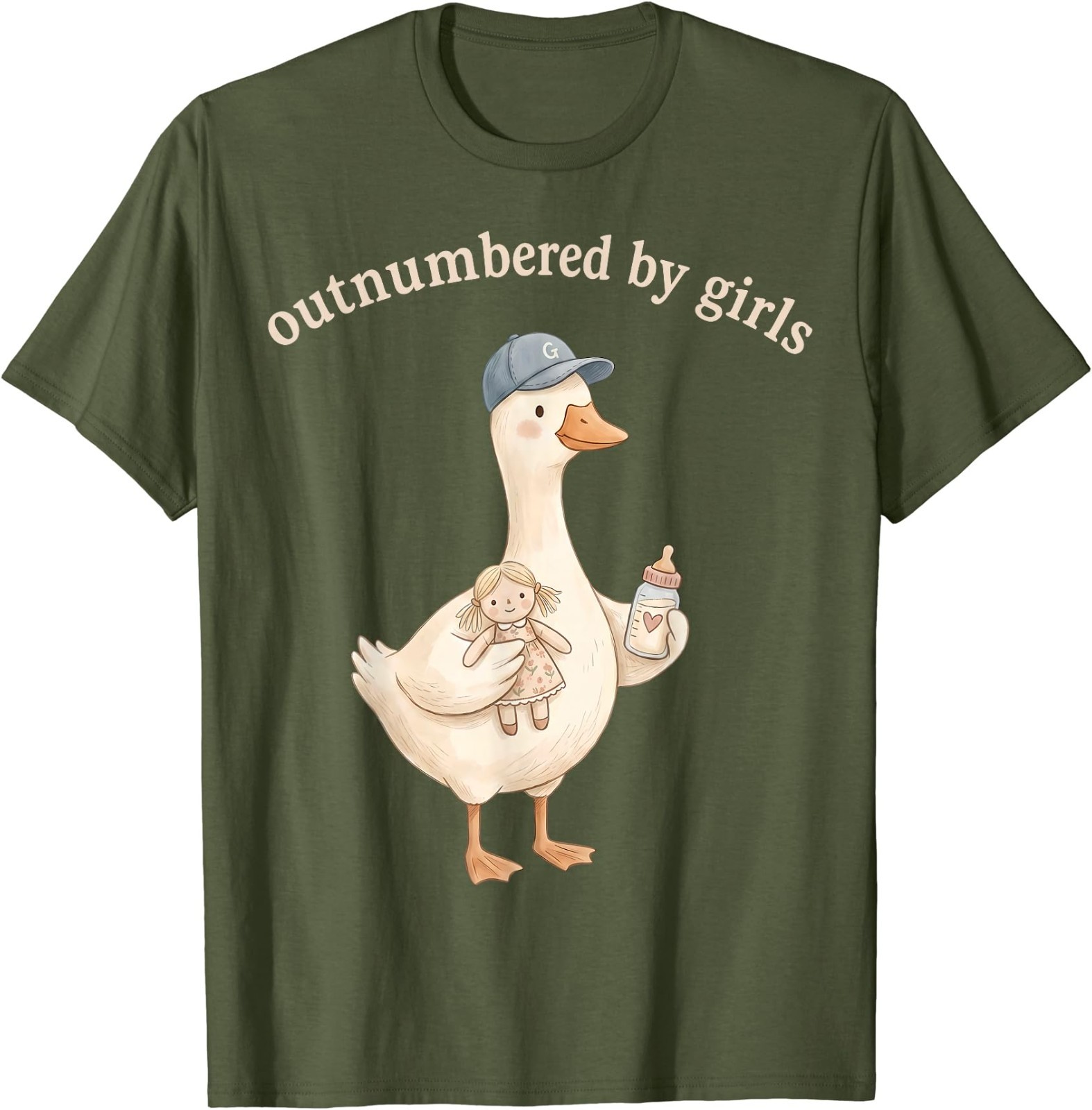 Outnumbered By Girls Funny Dad Goose Family Life T-Shirt