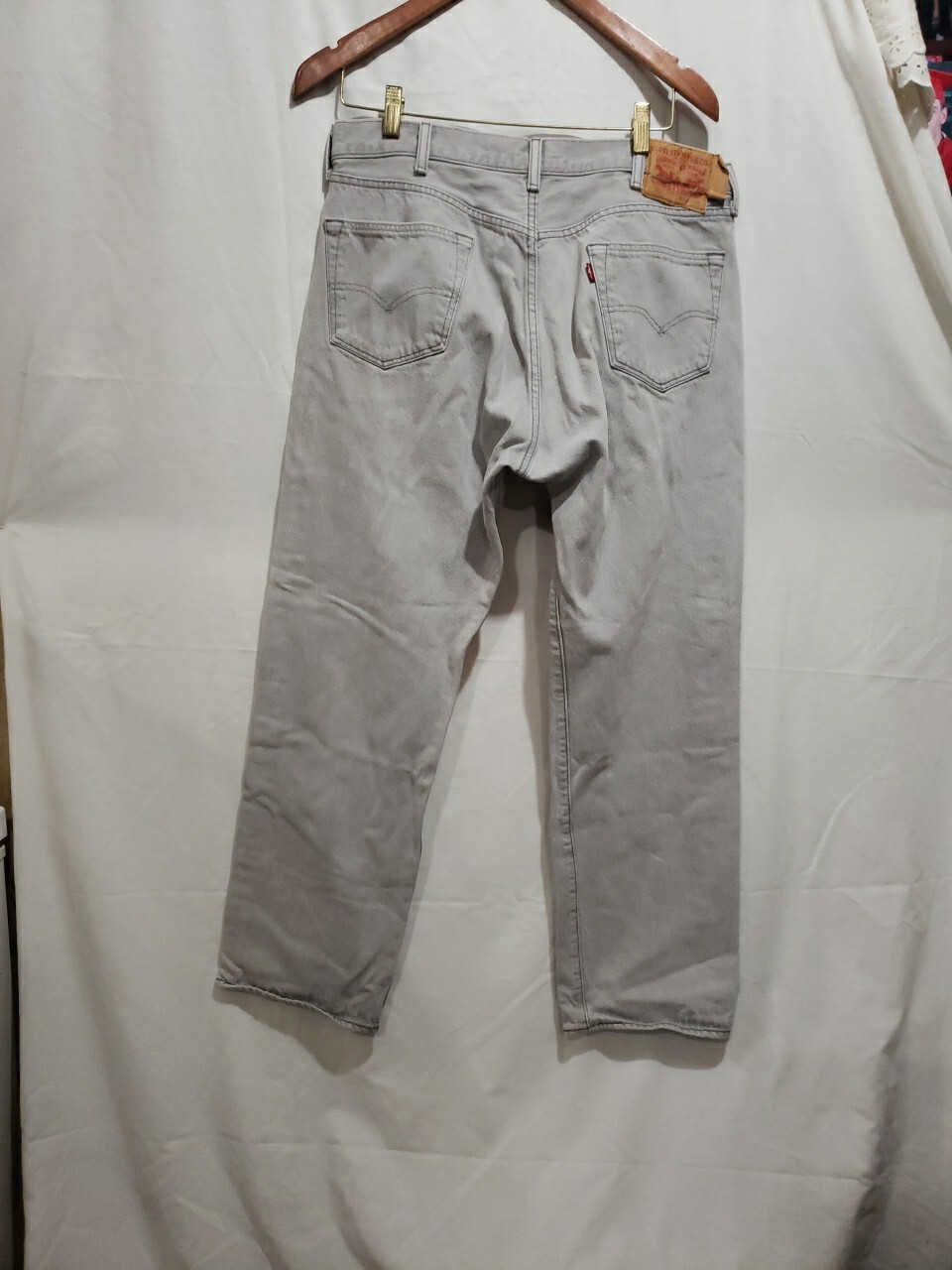 Vintage LEVI JEANS 501 Original Shrink-to-Fit Straight Button Fly Gray 90s
