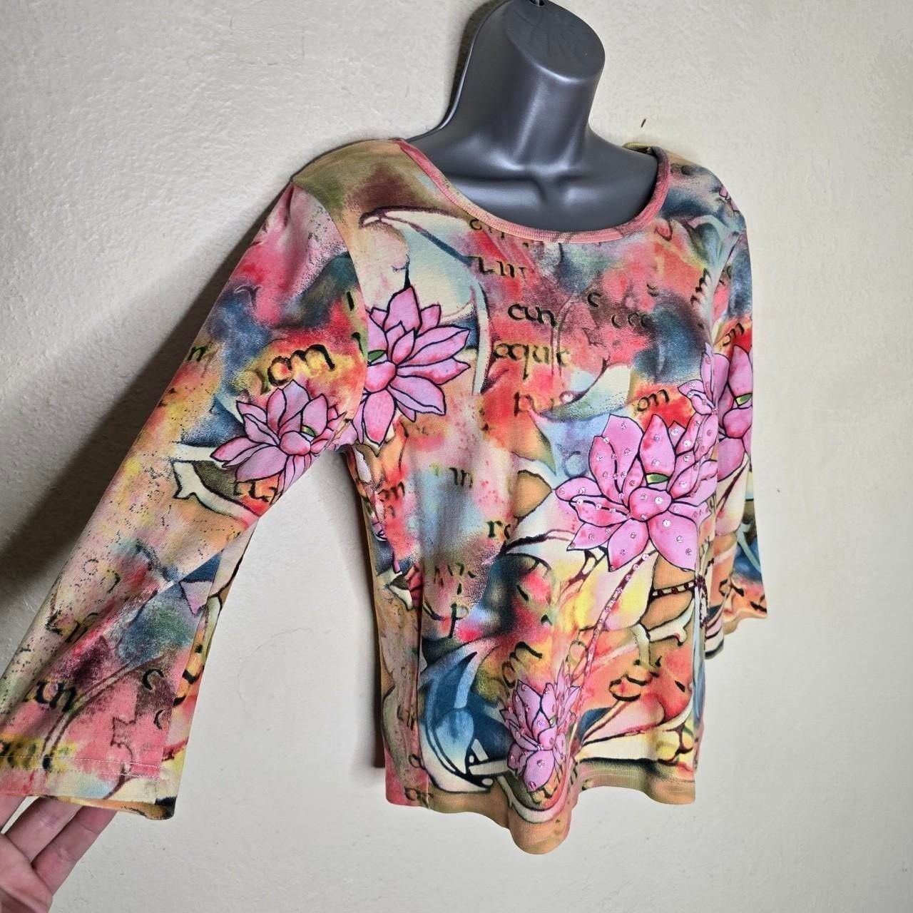Take Two Clothing Co. Lotus Floral Sequin Graphic Top