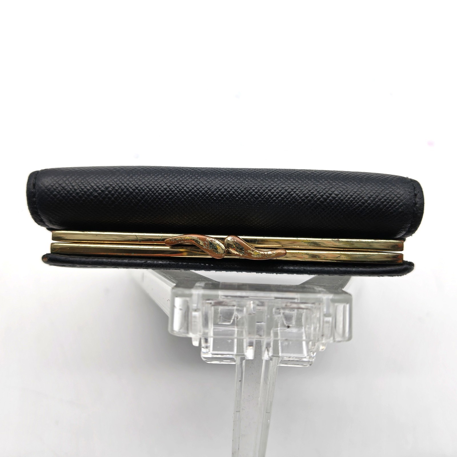 Vivienne Westwood SMALL FRAME WALLET Orb Tri-fold purse Saffiano Leather Black