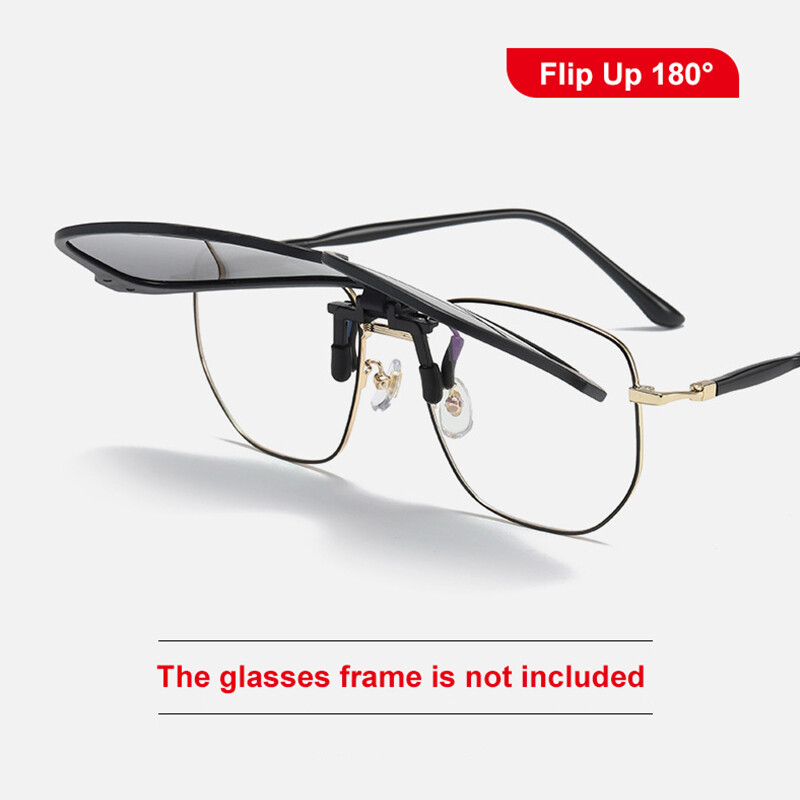 Polarized Clip-on Sunglasses Flip Up Metal Clip Eyewear for Prescription Glasses