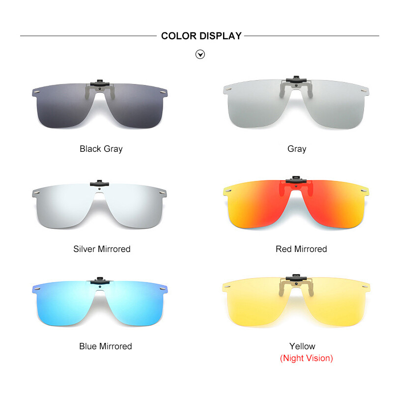 Polarized Clip-on Sunglasses Metal Clip Rimless Lens Over Prescription Glasses