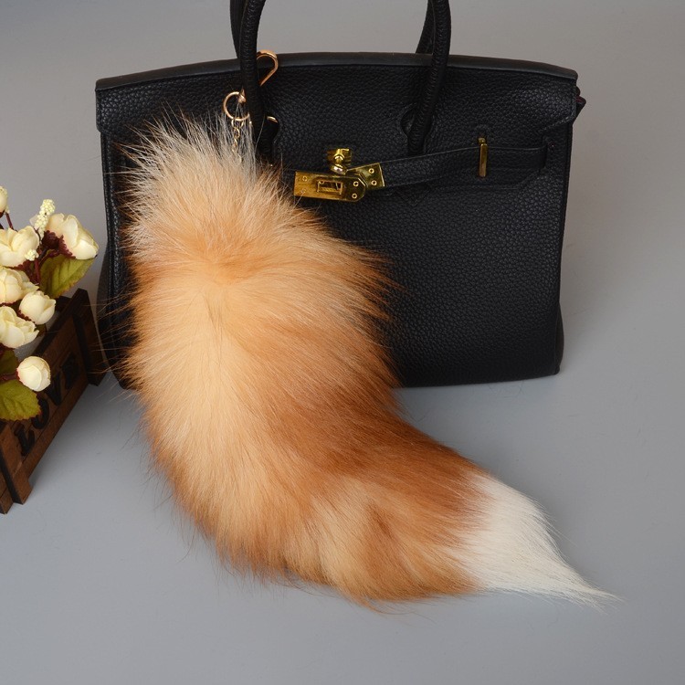 Wholesale 2/5/10pcs-16″-18″ Real Fox Fur Tail Bag Charm Pendant Cosplay Toys
