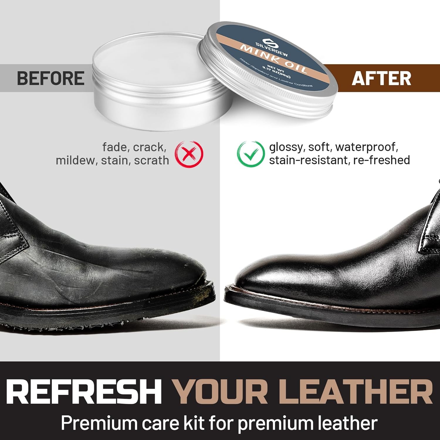 Mink Oil Leather Conditioner Waterproof Boots Shoes Jacket Couch Furniture Polis