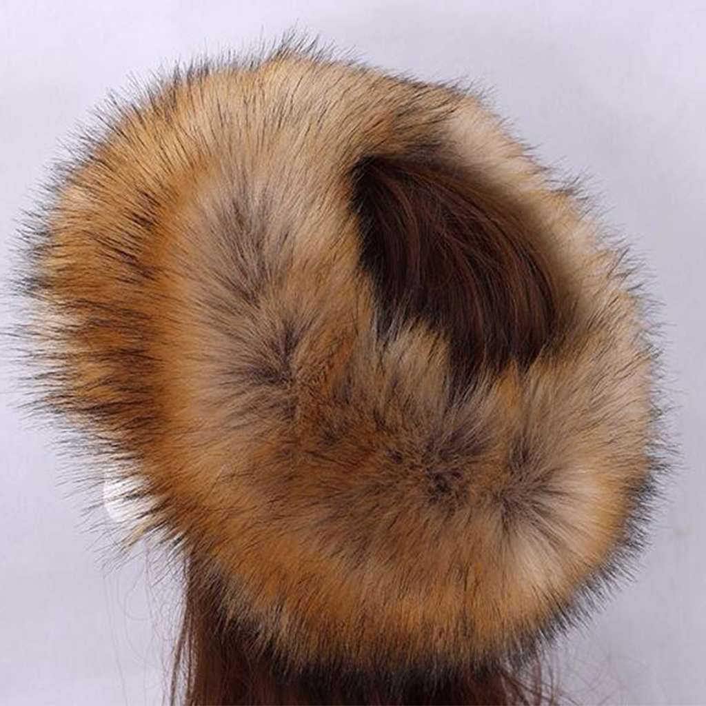 Winter Thick Fluffy Faux Fur Headband Women Ski Hats Ear Warmer Hairband Russian