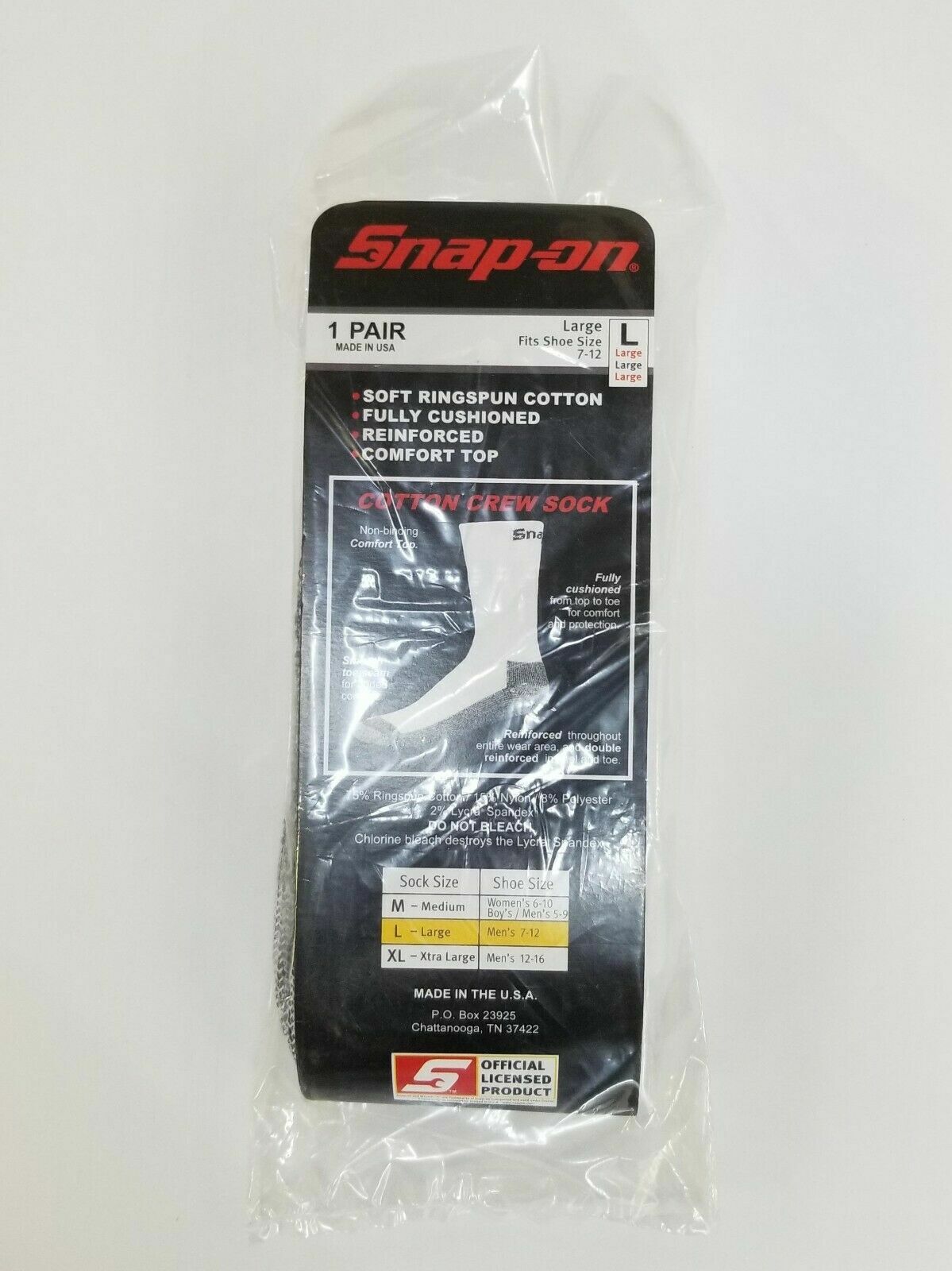 12 Pairs Men’s White Snap On Tools Crew Socks Large FREE Shipping to USA New!