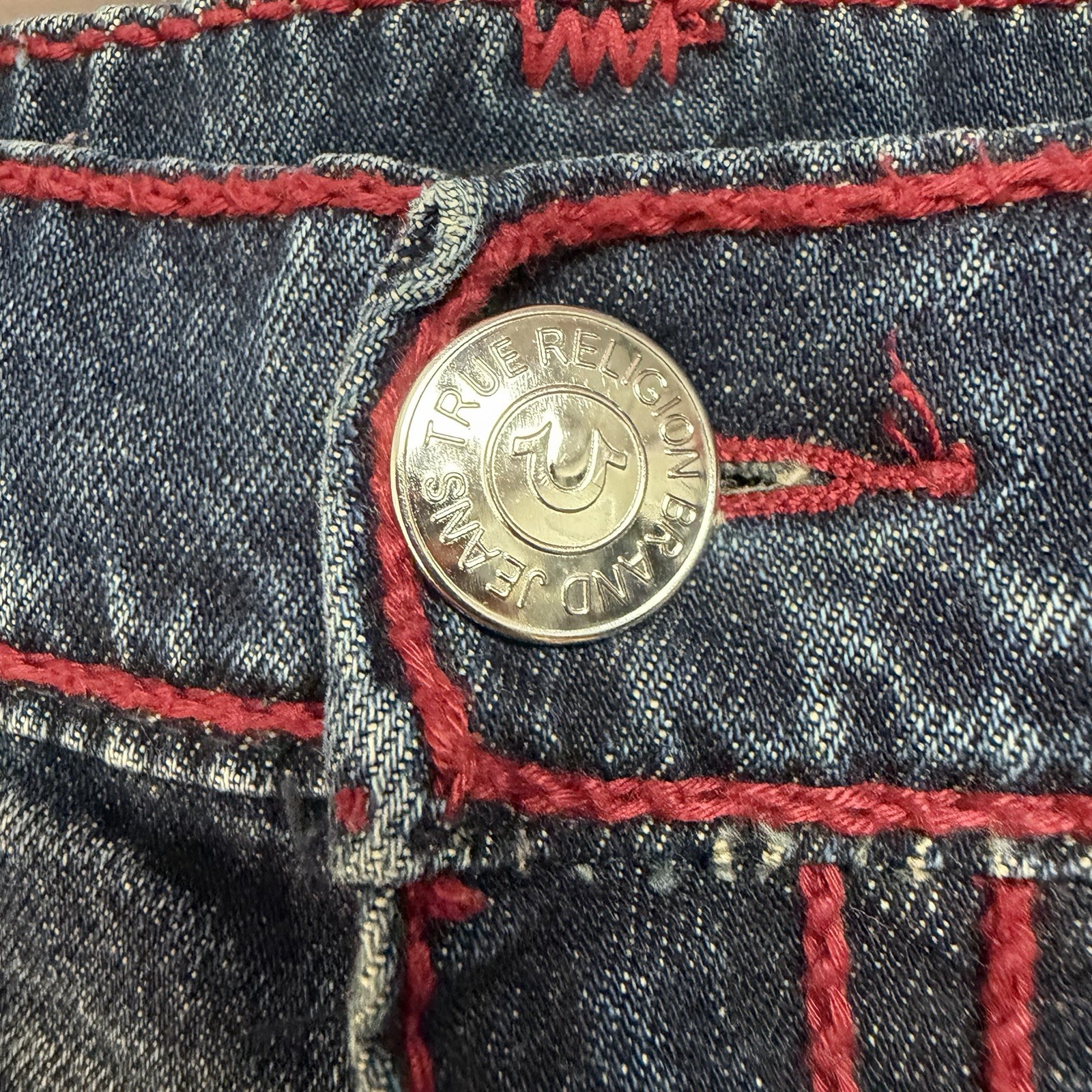 True Religion Men’s Ricky Relaxed Straight Jeans Red Rope Stiching