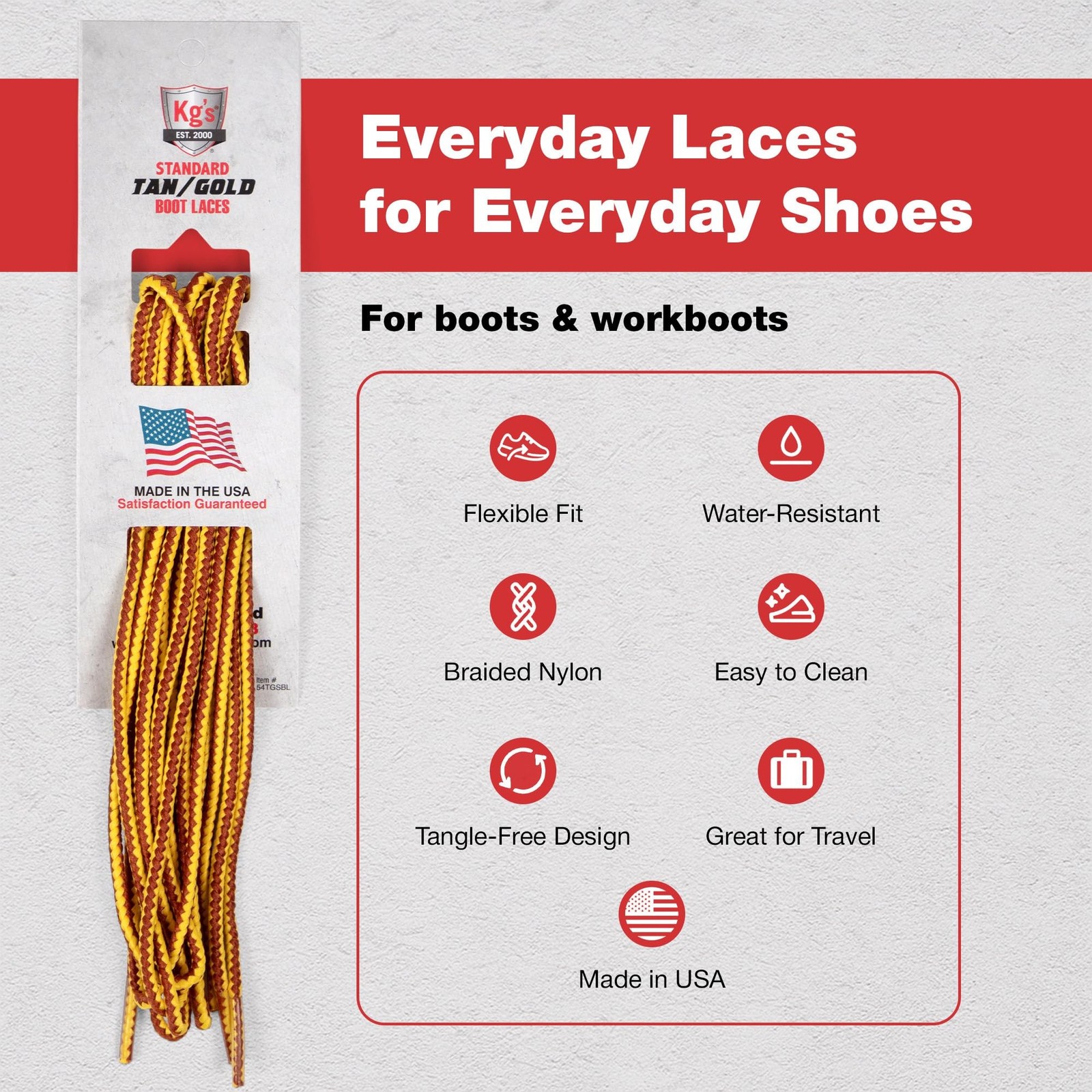 Kg’s Everyday Heavy Duty Boot Laces [3 Pairs] – Durable Shoelaces for Work