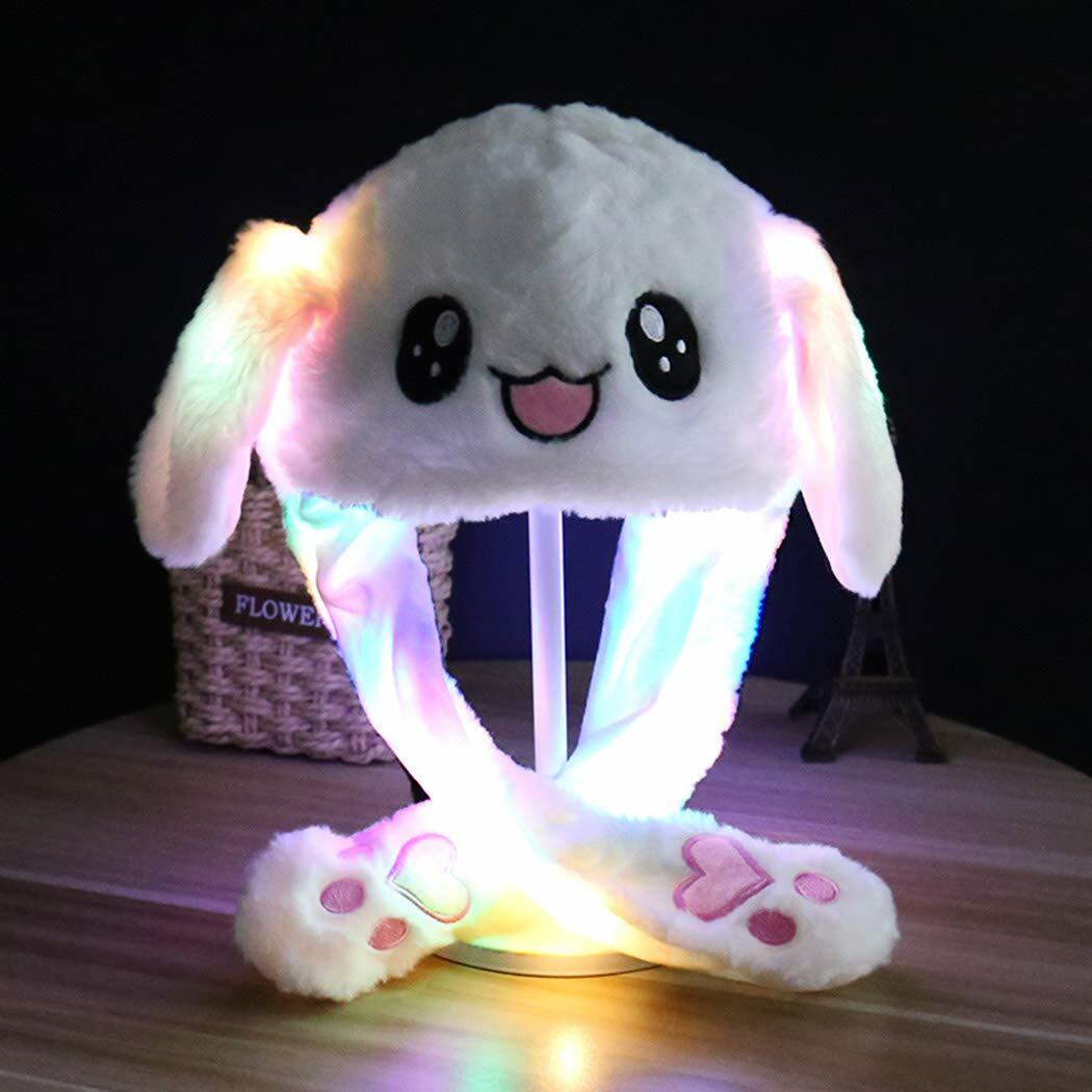 Bunny Hat Light Up Cute Plush Rabbit Hat Moving Ears with LED Light Gift US