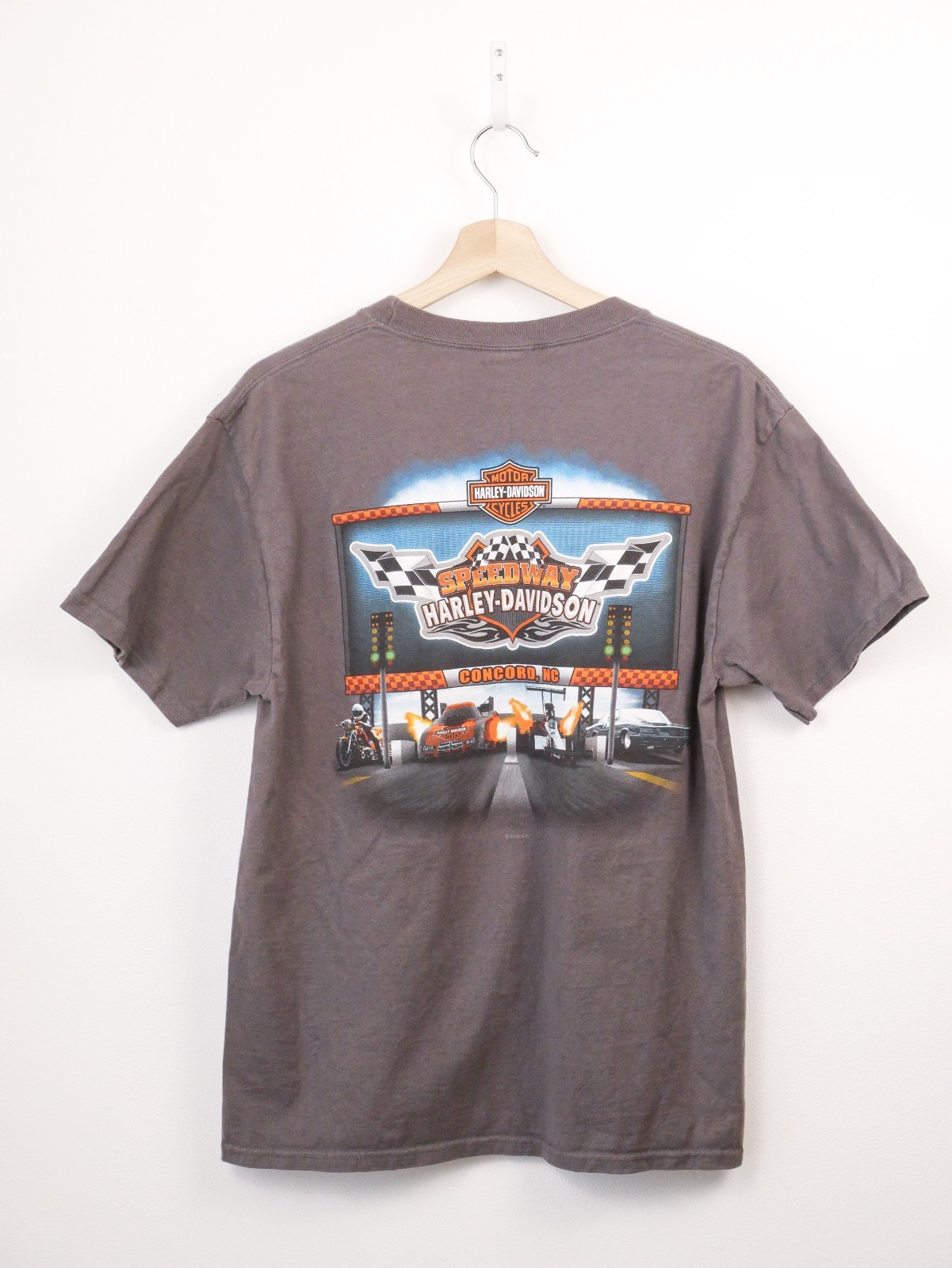 Harley Davidson Speedway Concord NC Racing Graphic T Shirt Gray Men’s M