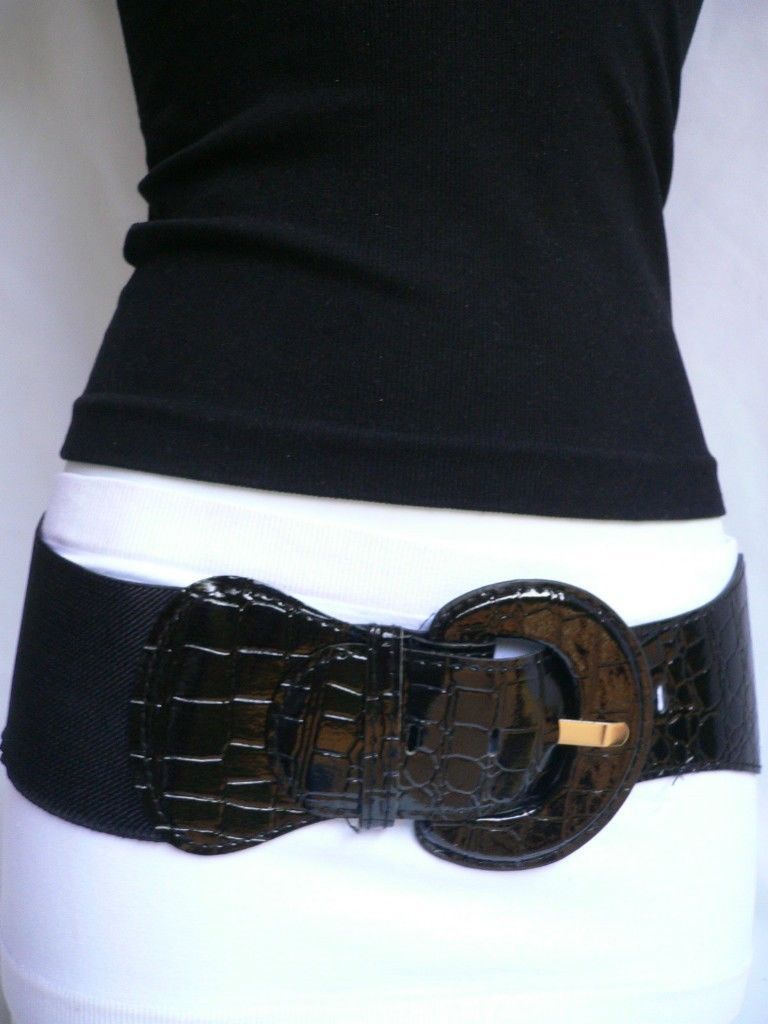 New Women Hip High Waist Stretch Fabric Wide Black Fashion Casual Belt Size S M