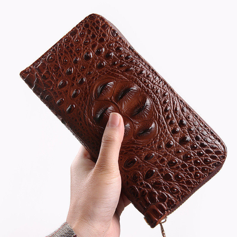 Mens Leather Wallet Zipper Card Holder Long Phone Purse Clutch Handbag Billfold
