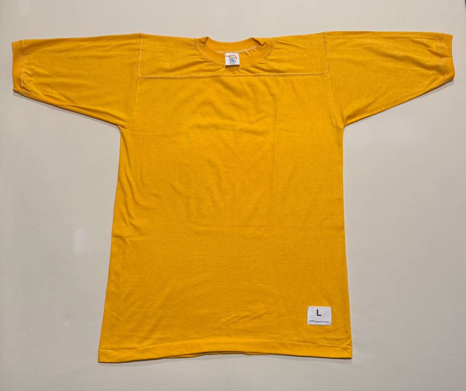 Vintage Cal Cru Adult L Yellow Lot (6) Football Jersey 50/50 T-shirts Blanks NOS