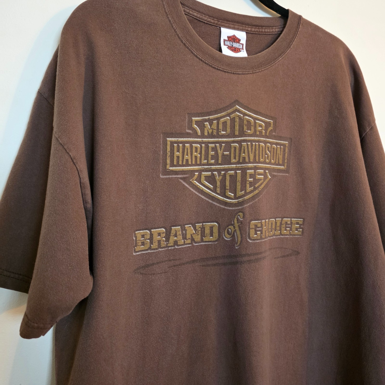 Vintage Harley Davidson Shirt XL Brown Gasoline Alley Red Deer Alberta Pumpjack