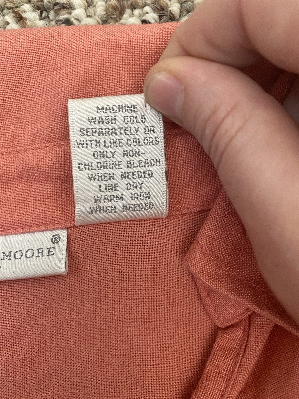 Preswick & Moore Pink Embroidered Linen Rayon Collared 3/4 Sleeve Blouse 1X