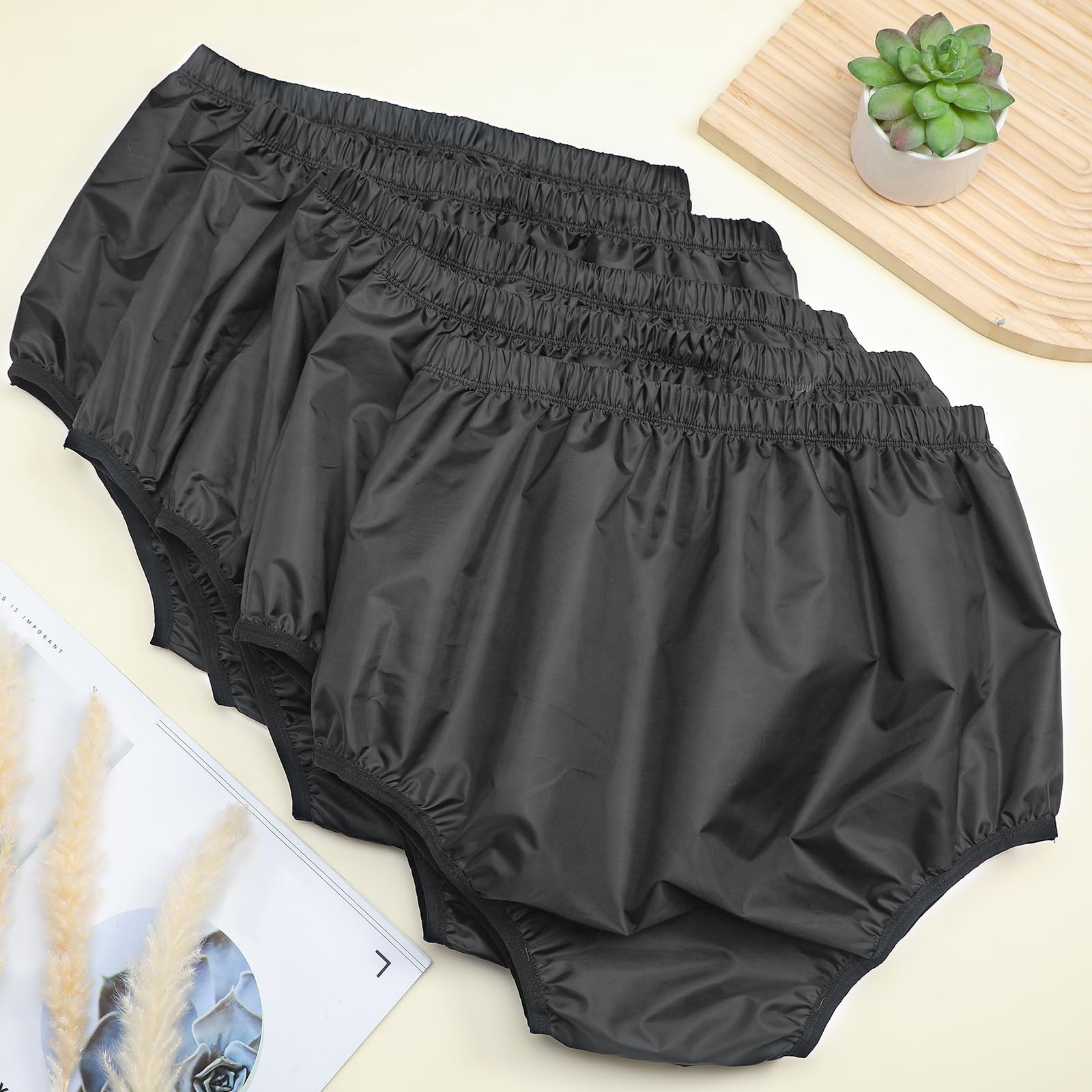 5 Pcs Adult Leakproof Underwear for Incontinence Washable X-Large, Black