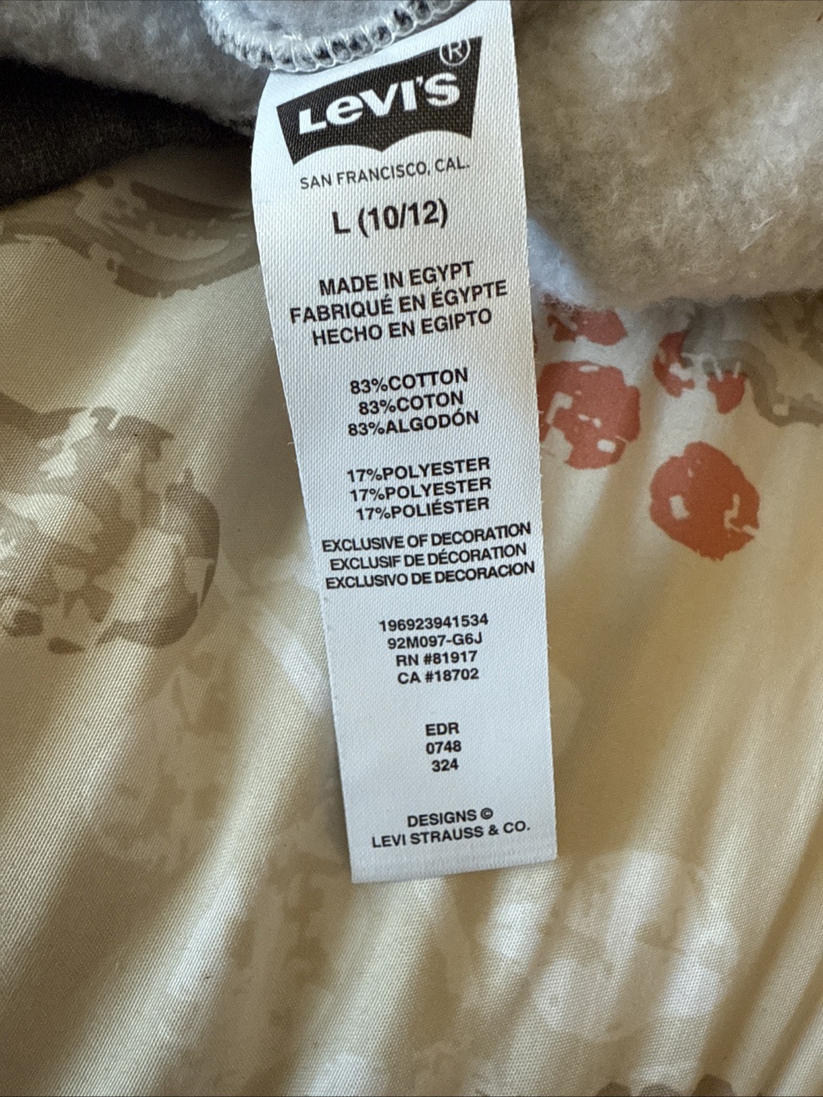 Levi’s Youth L(10-12) Hoodie Pullover Lt Grey,black & grey Tree’s, tan Mountain