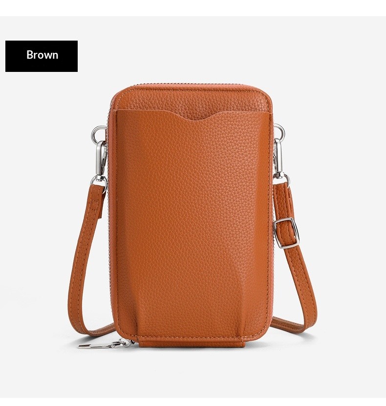 Lychee Pattern Vertical Zip-Around Phone Bag Wallet Card Holder