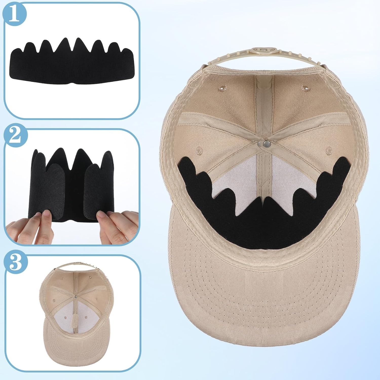 10PCS Hat Sweat Liners for Caps Washable Reusable Inserts for Sweat Protection