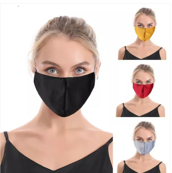 Black Silk Face Mask Adjustable Washable Elastic Adult Cloth US Seller Fast Ship