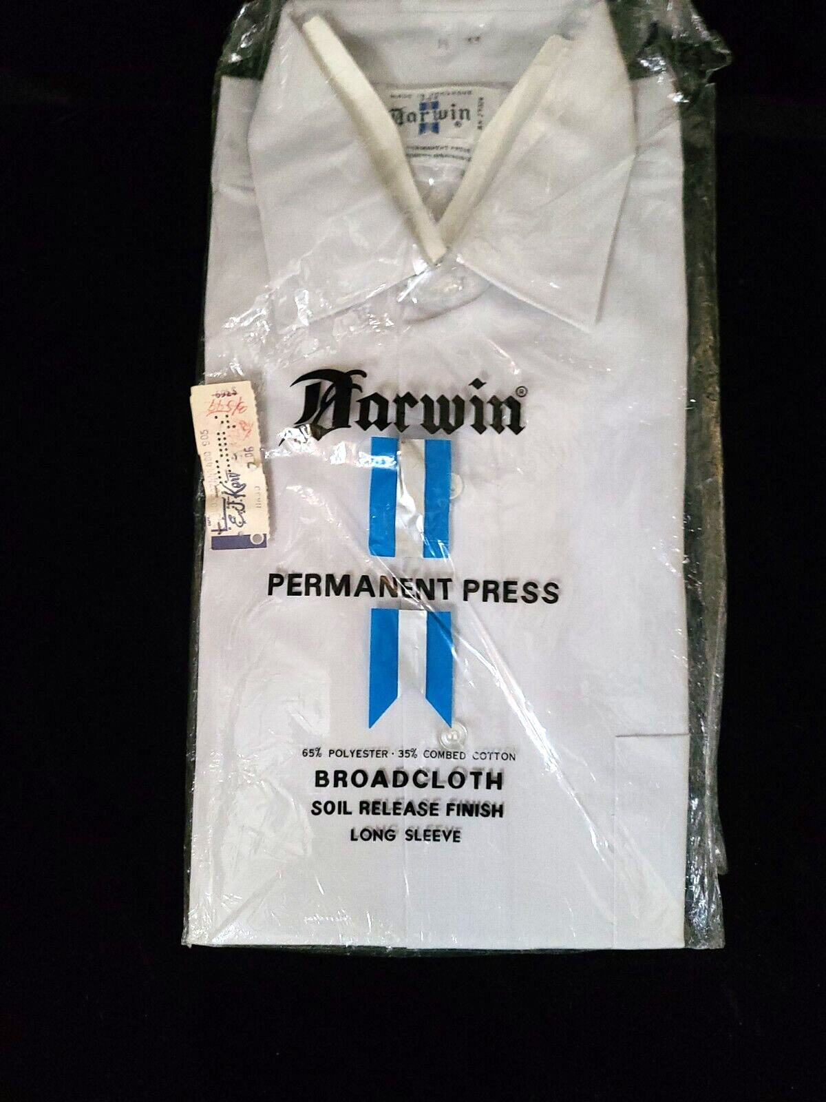 Vintage DARWIN Dress Office Shirt Long Sleeves Sz 15 Light Gray 50s – 60s