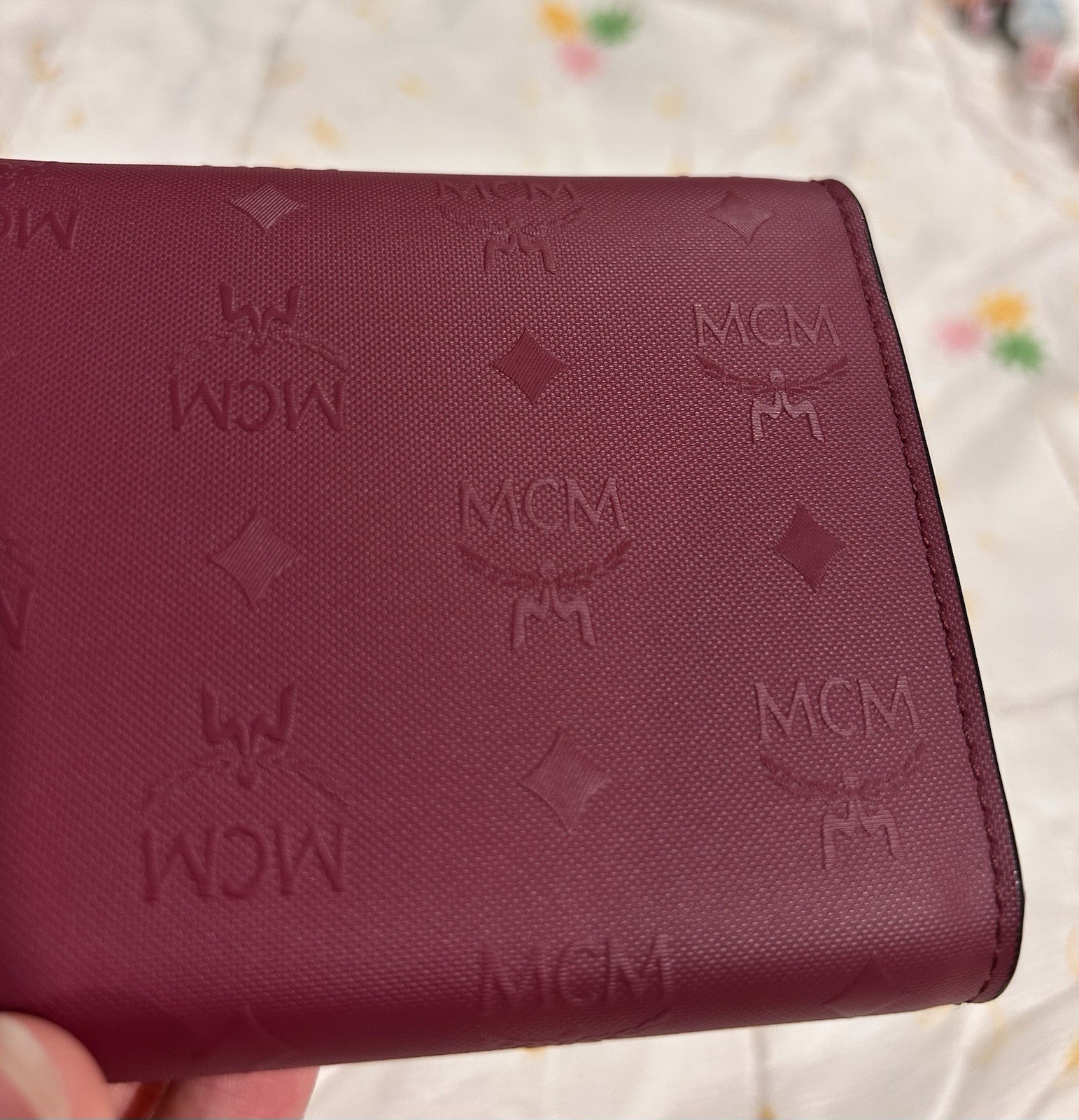 MCM Burgundy Embossed Monogram Leather Continental Flap Wallet NWOT
