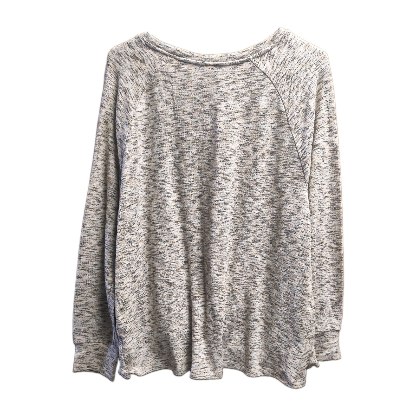 Time and Tru Womens 2XL Tan Space Dye Twist Front Long Sleeve Pullover Top