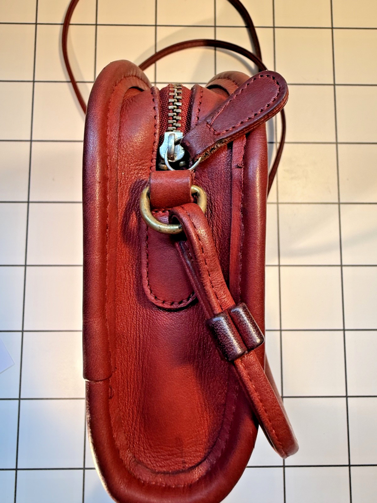 Vintage Coach 9017 Abbie Zip crossbody bag red leather 1997 – evening bag/clutch