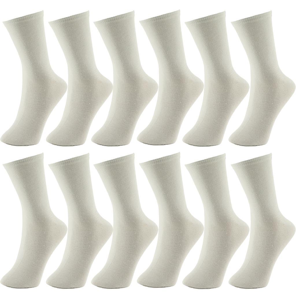 3 6 12 Pairs New White Cotton Women’s Girls School Casual Crew Socks Size 9-11