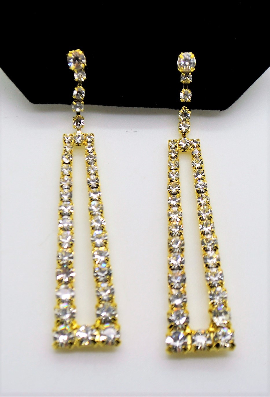 C321 SIMPLY UNIQUE DESIGN GOLD CLEAR COLOR WEDDING PARTY FASHION DROP EARRING