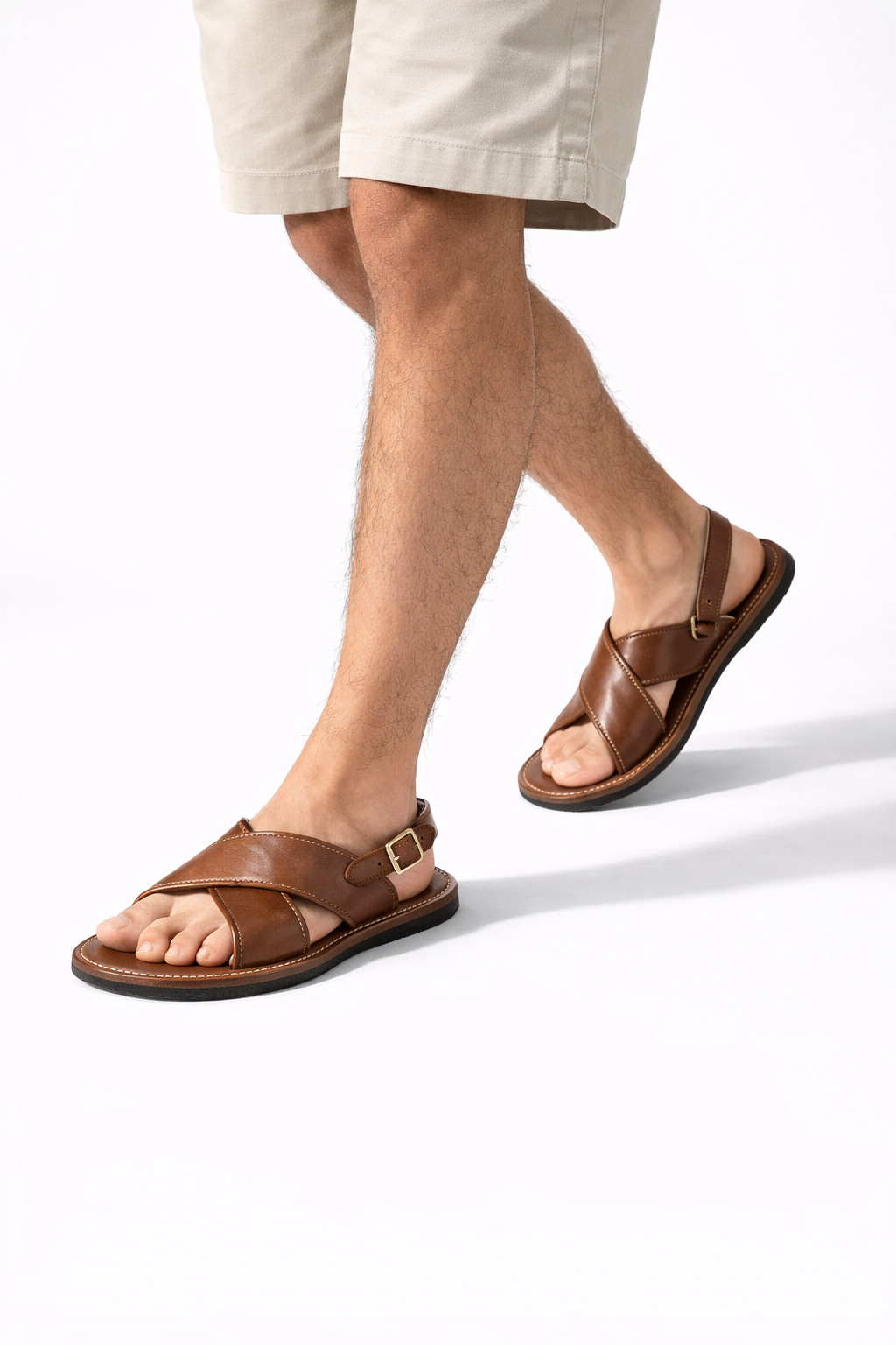 Huarache De Hombre CRUZADO Acoginado w/Buckle-Burgundy -Men Mexican Sandals