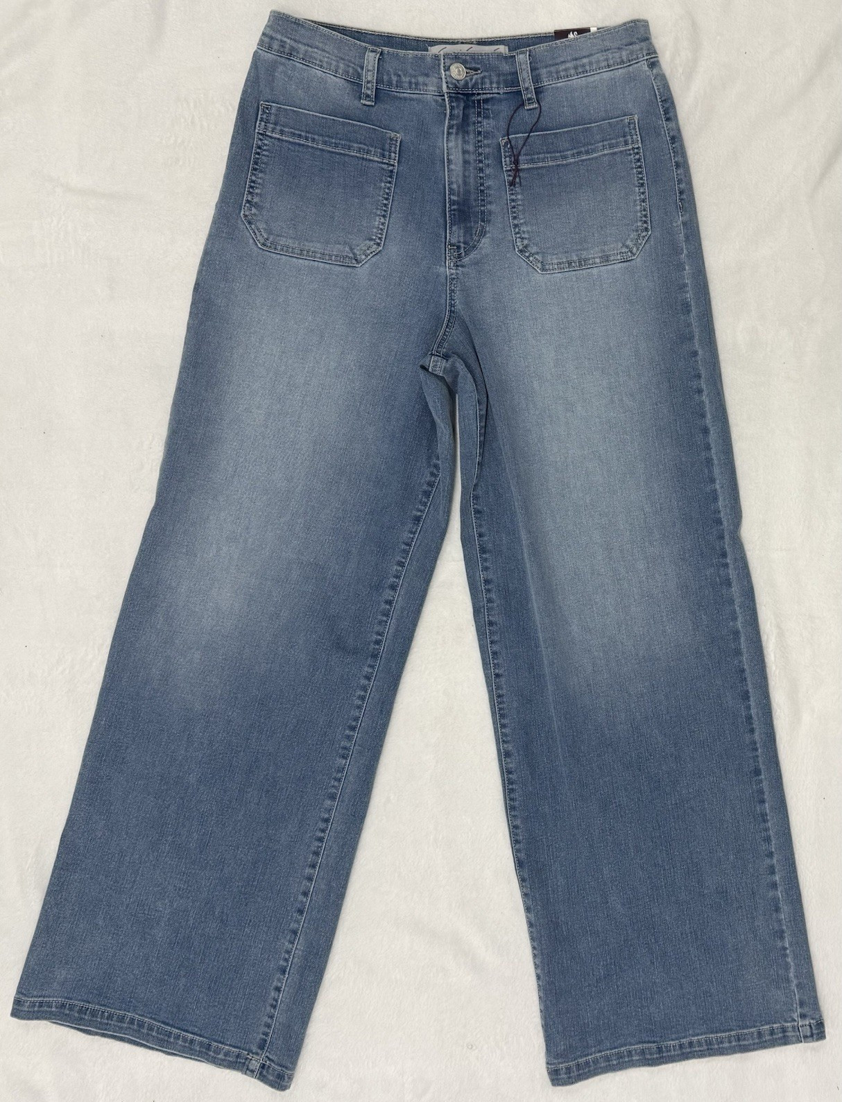Women’s Gloria Vanderbilt Patch Pocket Wide Leg Jeans Light Wash Size 8 NWT