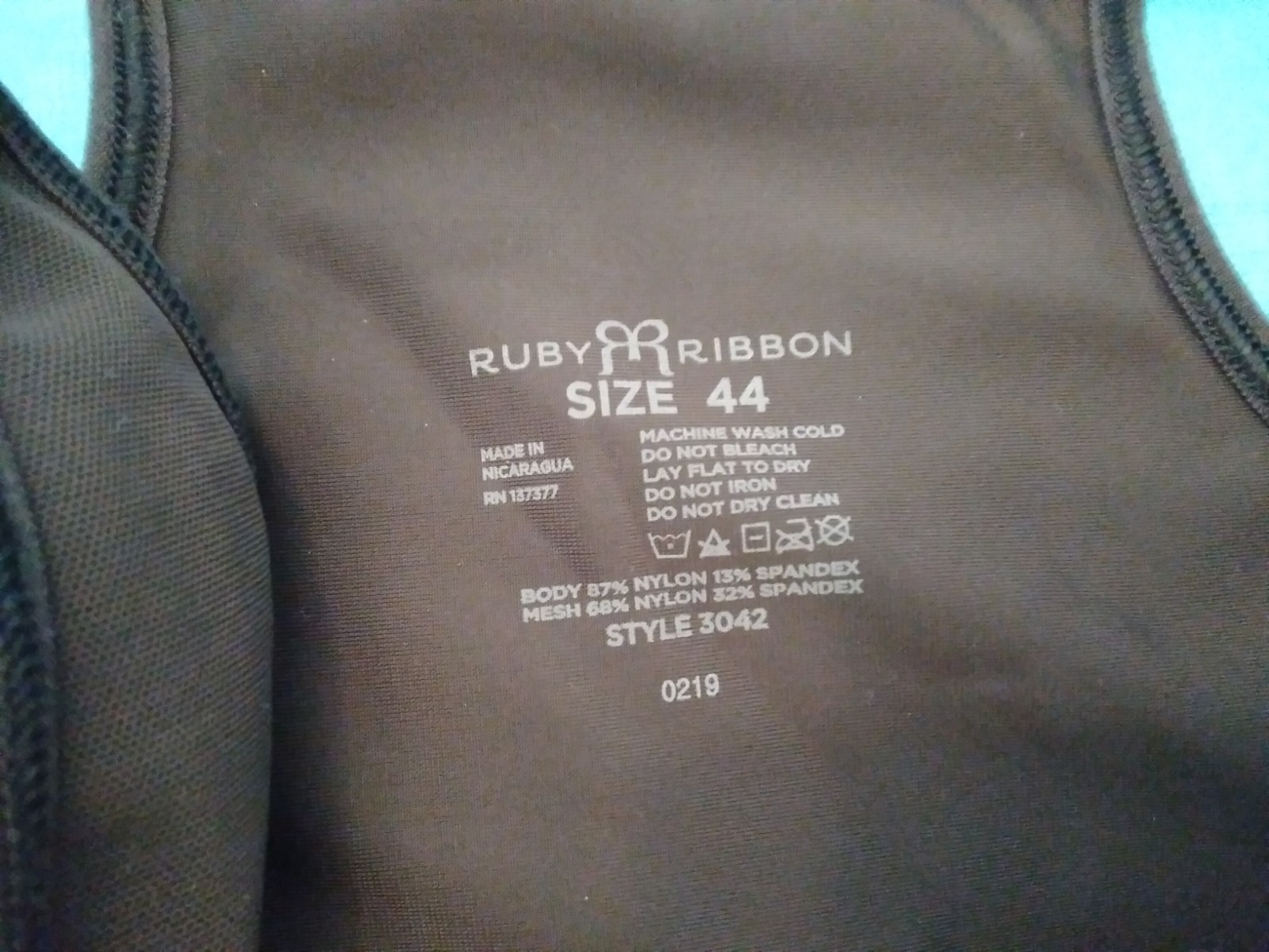 Ruby Ribbon SPORT Bra Shapewear Demiette #3042 Black Size 44