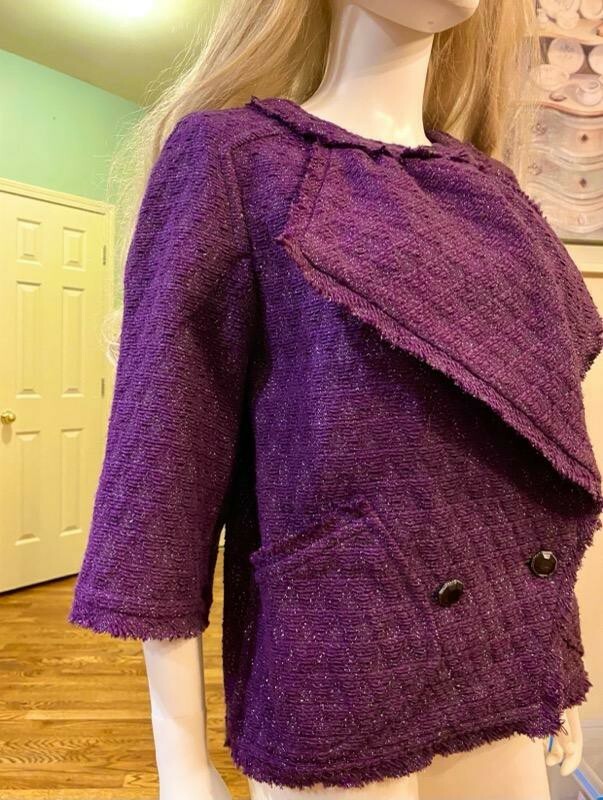 4.8K New Chanel 2012 Purple Gripoix Tweed Jacket 36 38 2 4 6 Blazer Coat Top S M