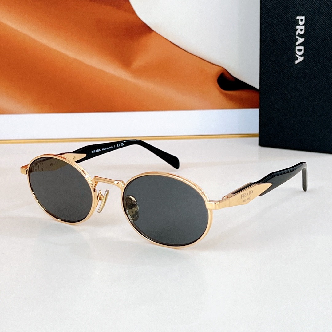 PRADA PR 65ZS Women Sunglasses Gold Frame Gray Lenses AUTHENTIC with Box