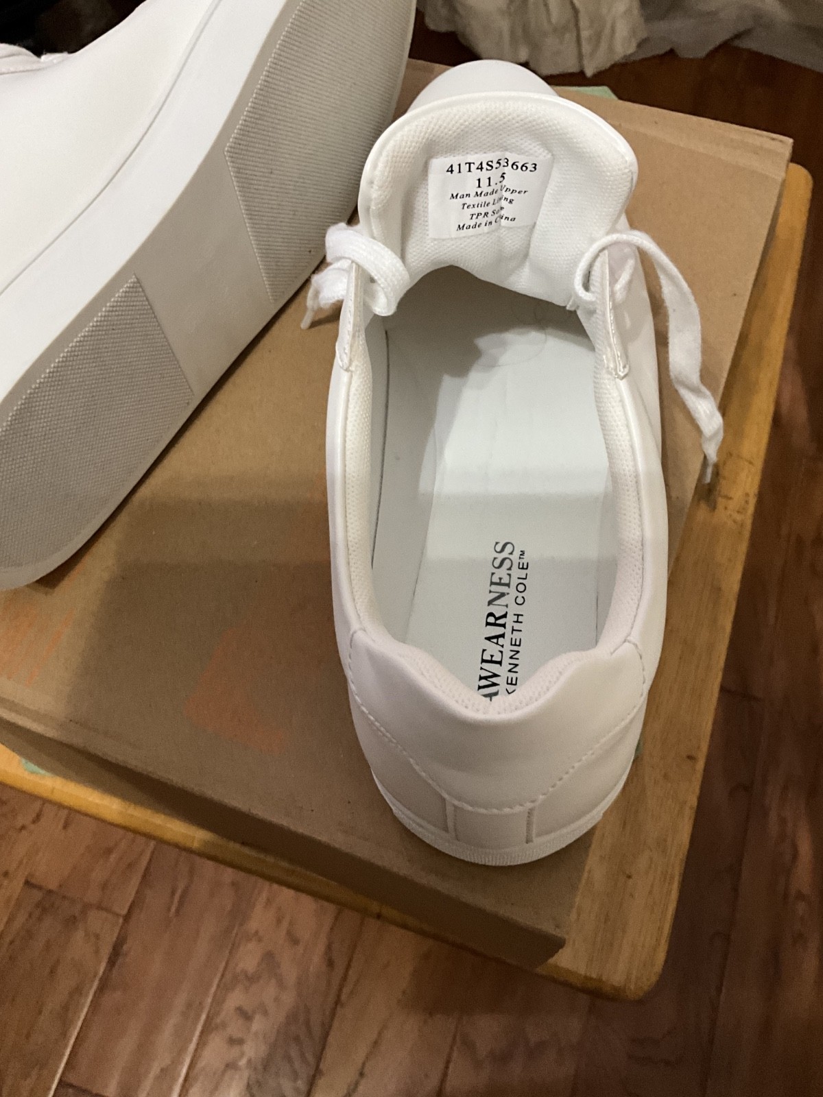 Kenneth Cole Awearness Mens Size 11.5 Sneakers Shoes White Leather