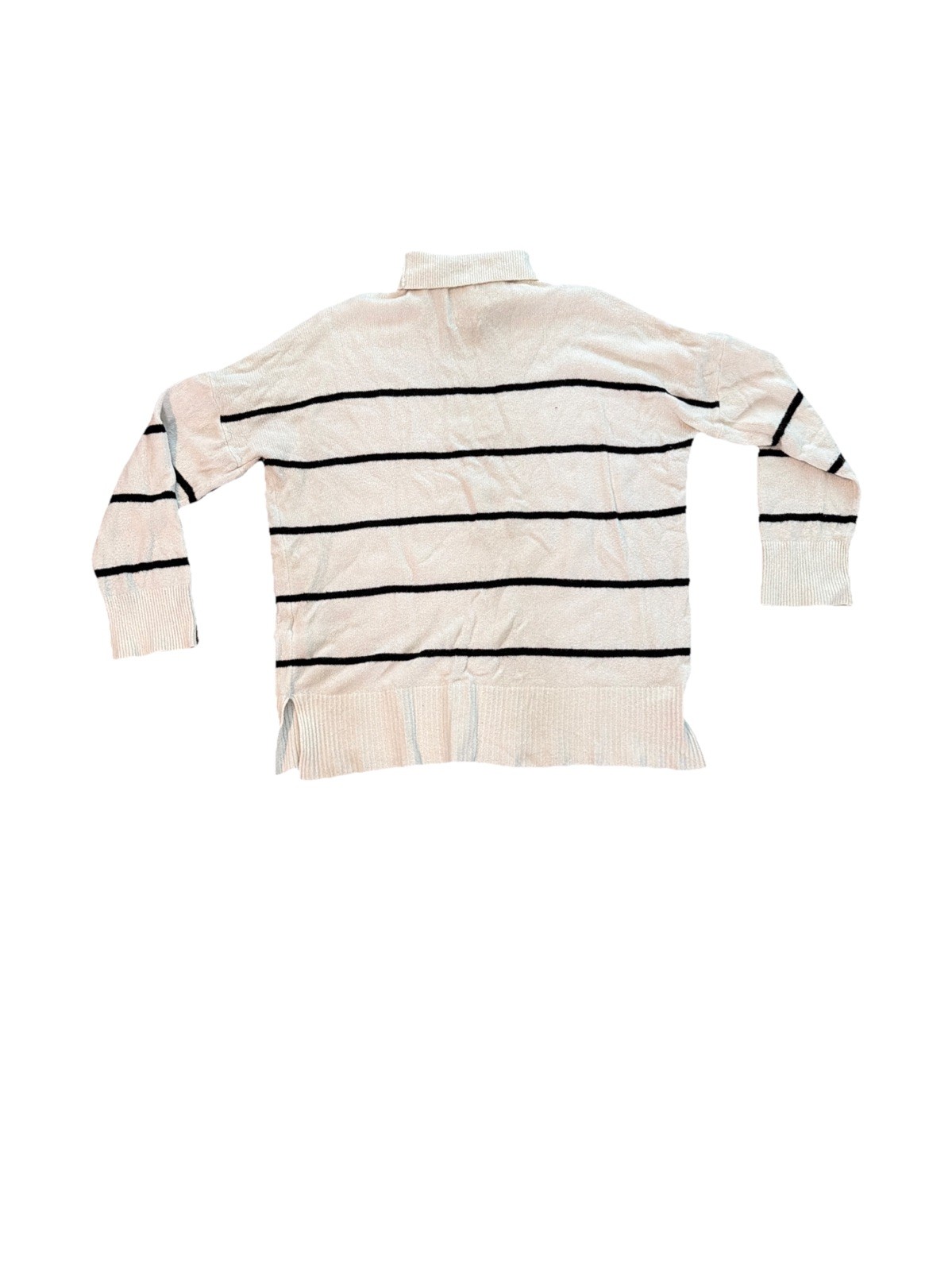 Abercrombie & Fitch Cream Black Stripe Turtleneck Sweater Size M