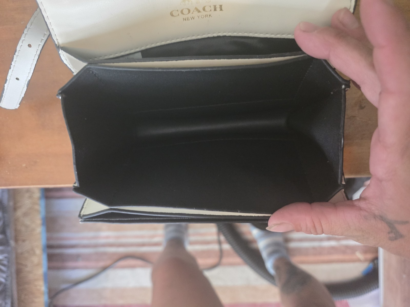 Coach White Small Crossbody Bag Magnetic Flap Gold Tone C Logo Detachable Strap