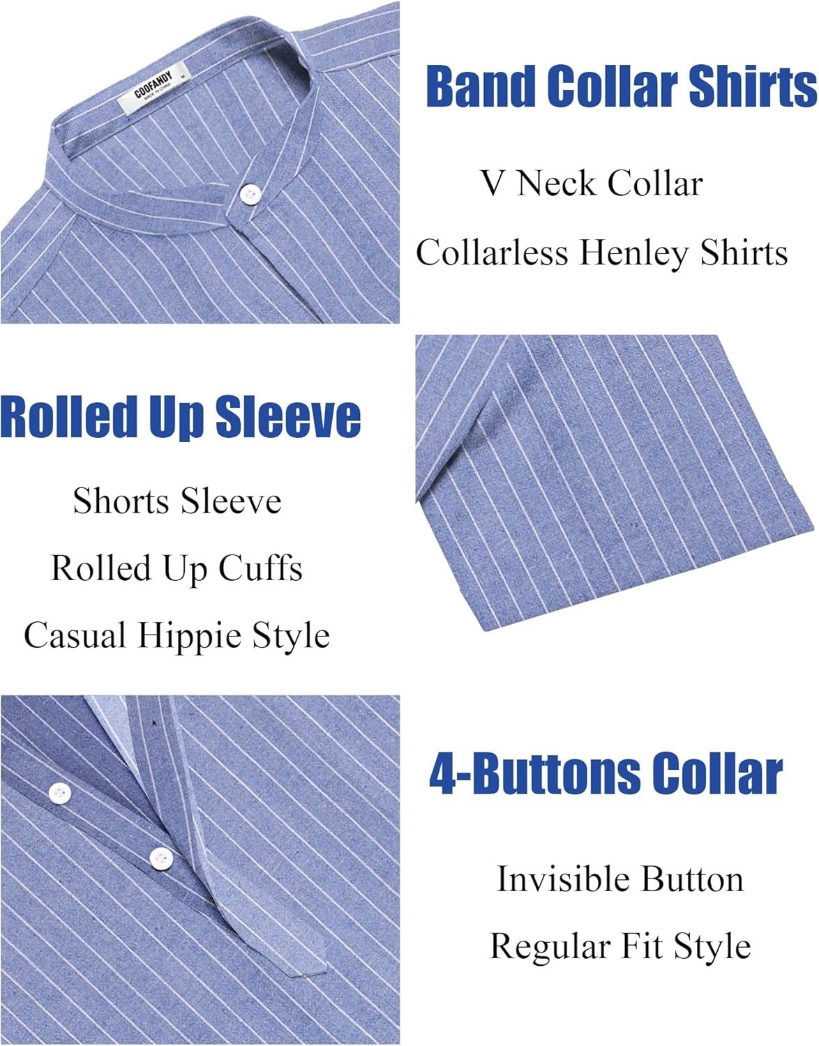 Mens Linen Henley Shirt Short Sleeve Casual Summer Beach Hippie Fashion T Shirts