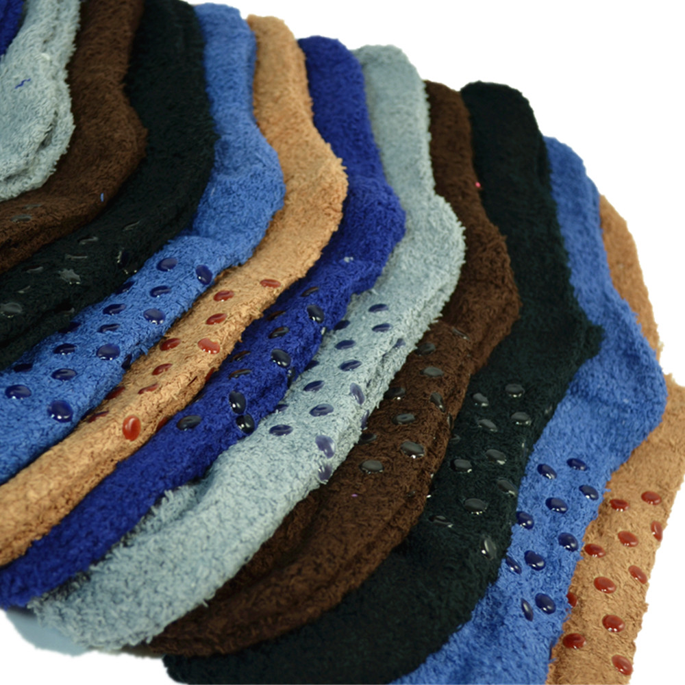 6 Pairs Men Soft Cozy Fuzzy Socks Non-Skid Plain Solid Winter Home Slipper 10-13