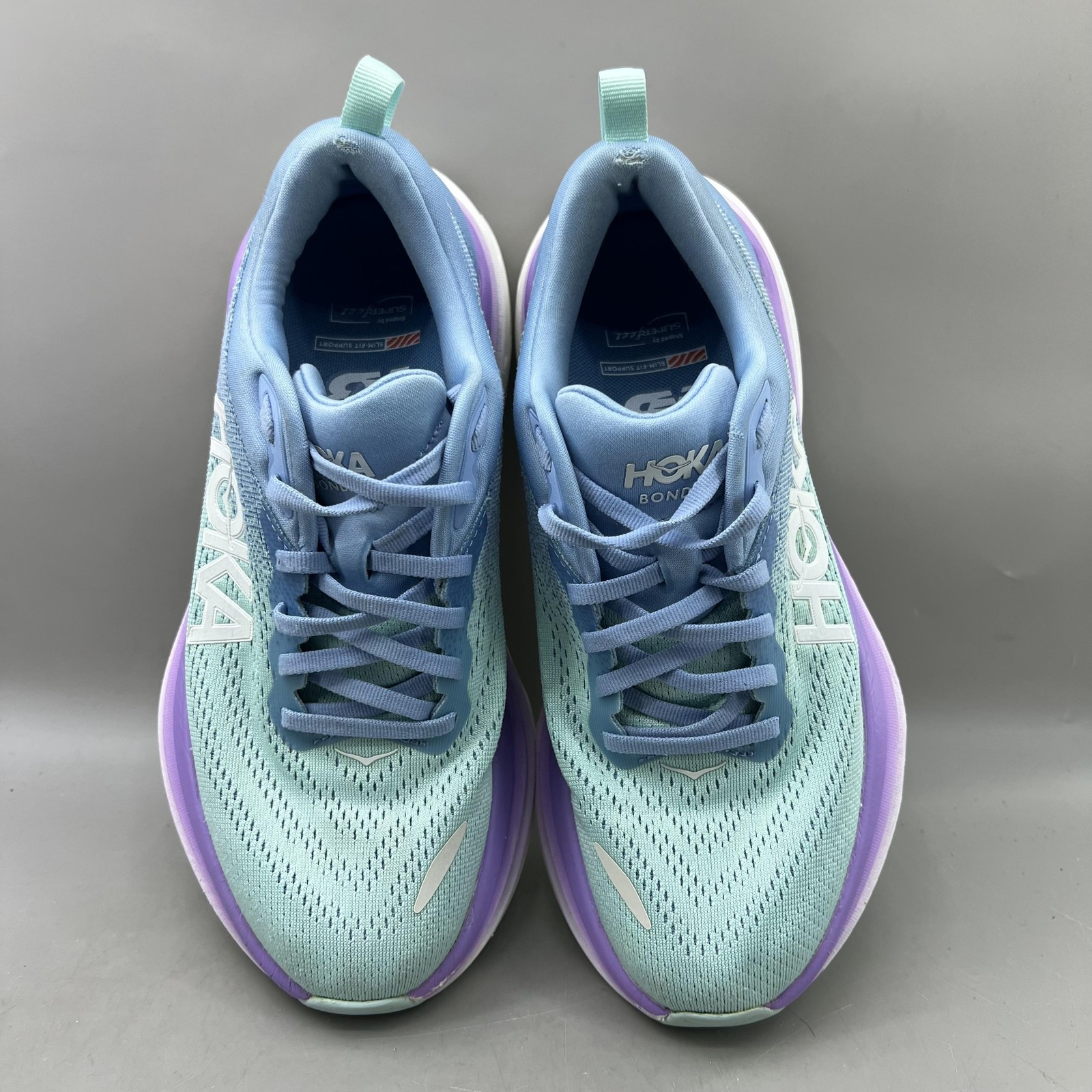 Hoka One One Bondi 8 Running Shoes Women Size 7.5 B Blue Purple Comfort Sneakers