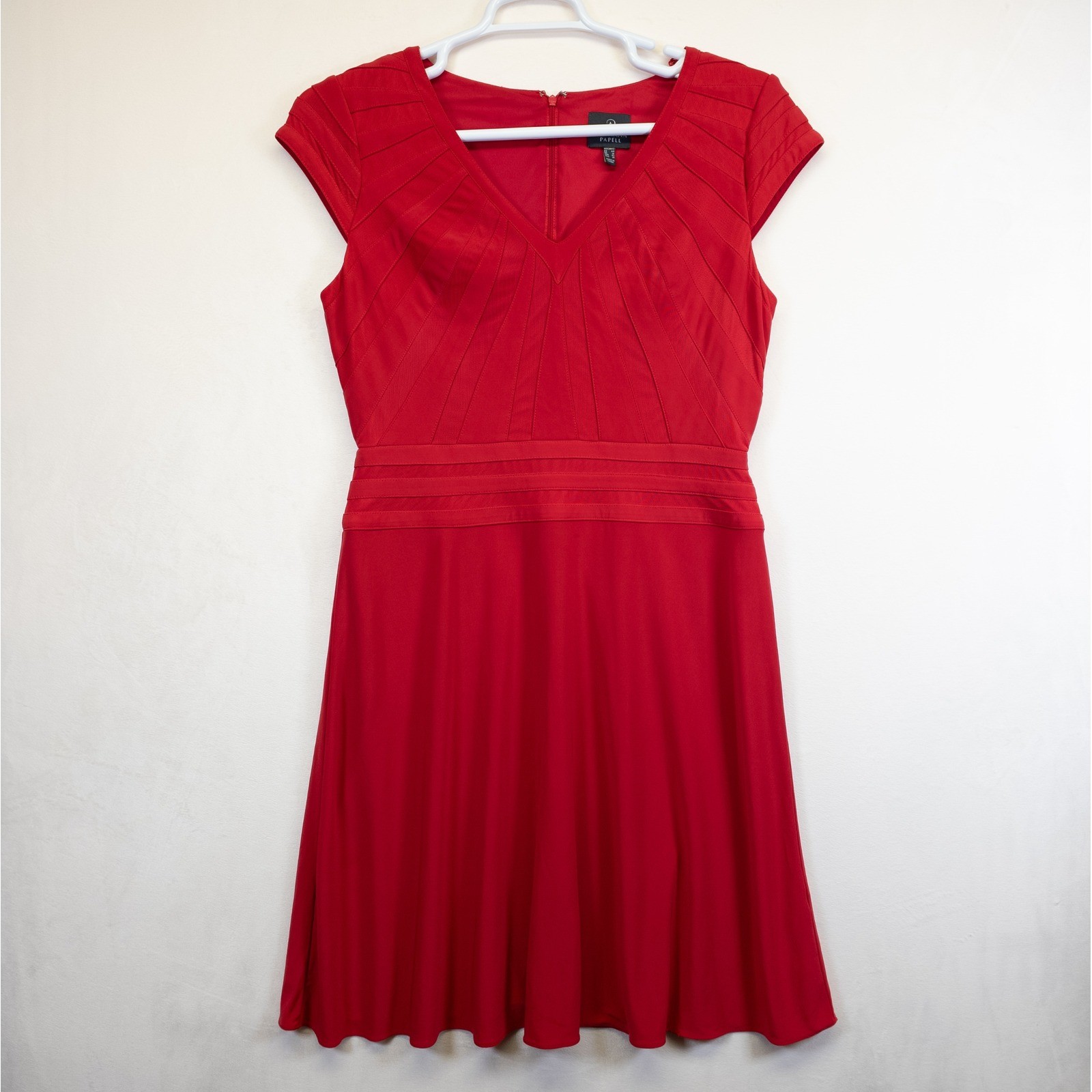 Adrianna Papell Dress Womens 12 Red Fit Flare Classic Romantic Chic Minimalist