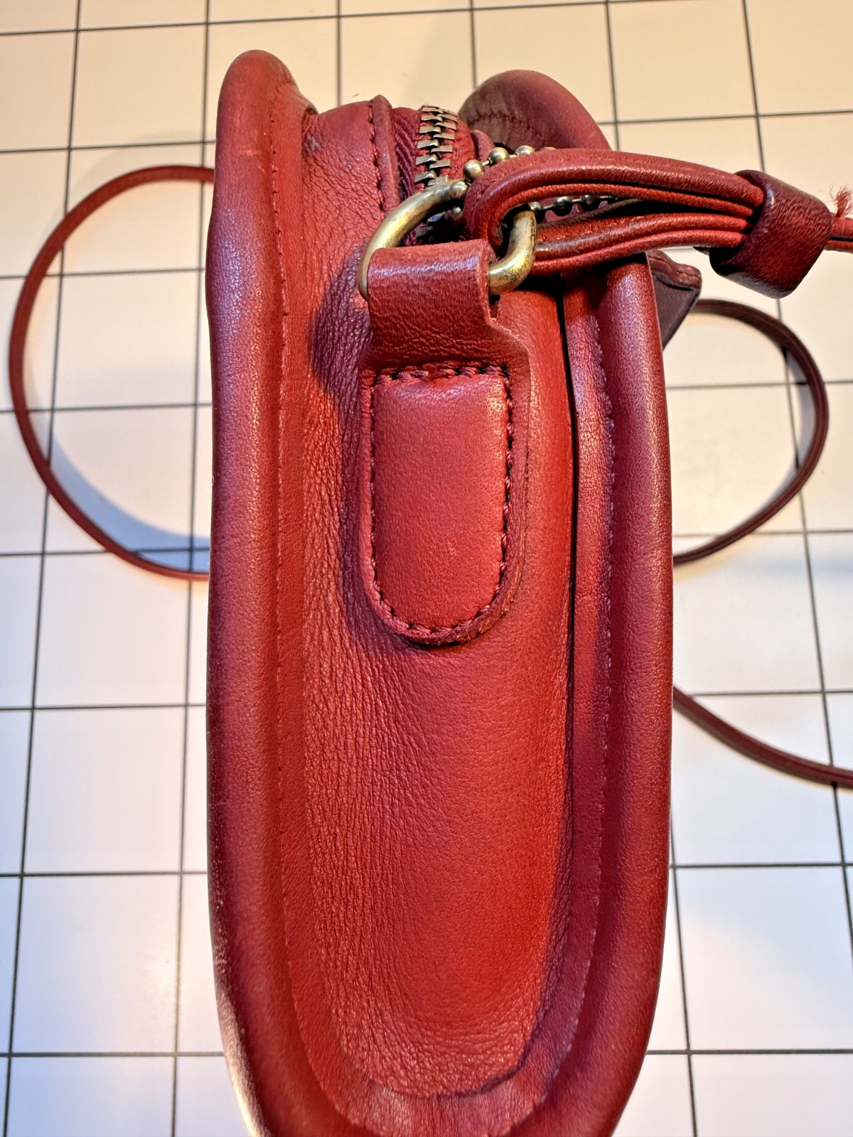 Vintage Coach 9017 Abbie Zip crossbody bag red leather 1997 – evening bag/clutch