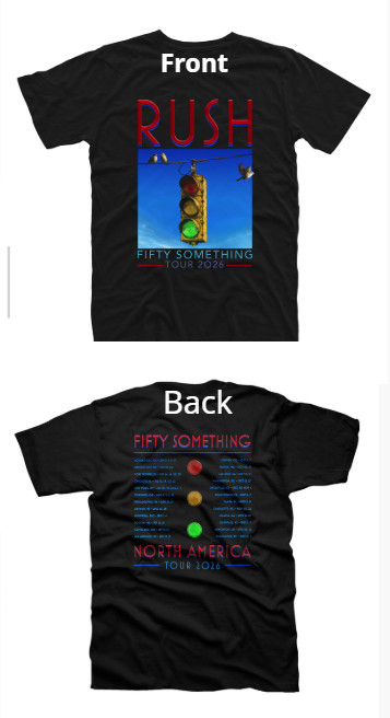 RUSH Band T Shirt Fifty Something North American Tour 2026 Reprint